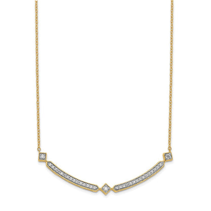 14K Gelbgold Echt Diamant Gebogen Stab 18 Zoll Halskette