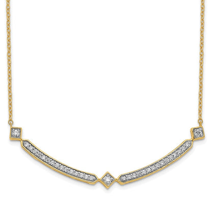 14K Gelbgold Echt Diamant Gebogen Stab 18 Zoll Halskette