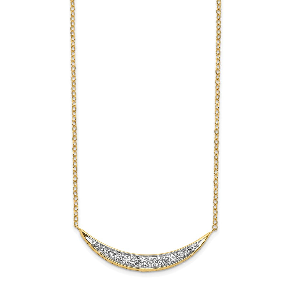 14K Gelbgold Echt Diamant Gebogen Stab 18 Zoll Halskette