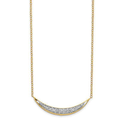 14K Gelbgold Echt Diamant Gebogen Stab 18 Zoll Halskette