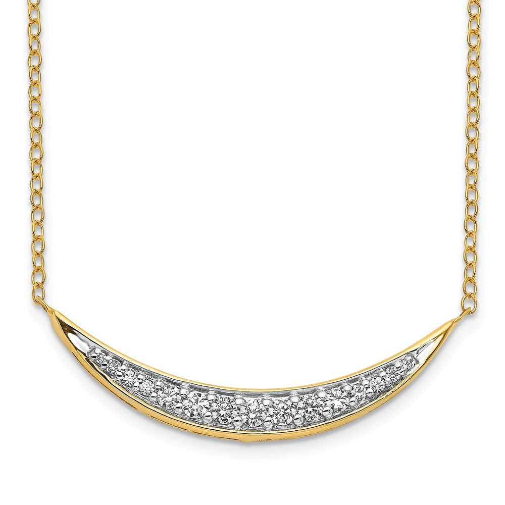 14K Gelbgold Echt Diamant Gebogen Stab 18 Zoll Halskette
