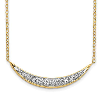 14K Gelbgold Echt Diamant Gebogen Stab 18 Zoll Halskette