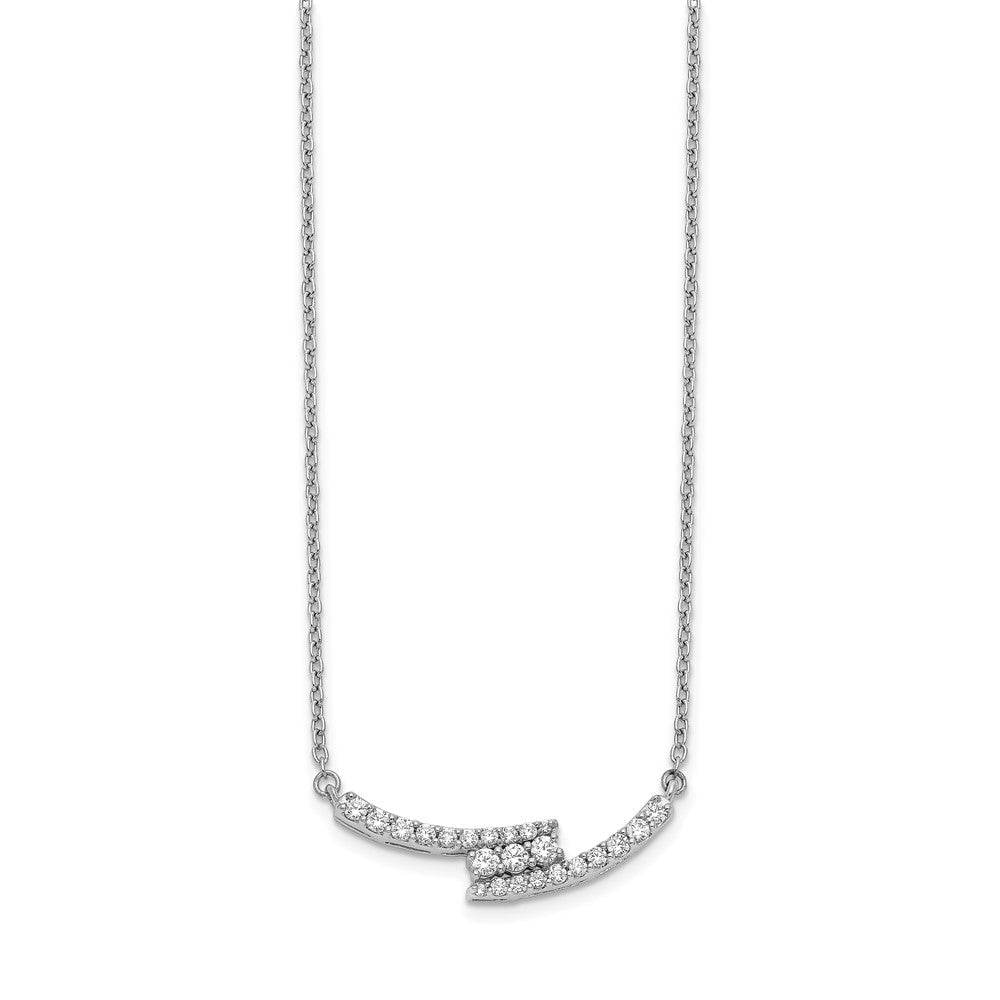 14K Weißgold Echt Diamant Gebogen Stab 18 Zoll Halskette