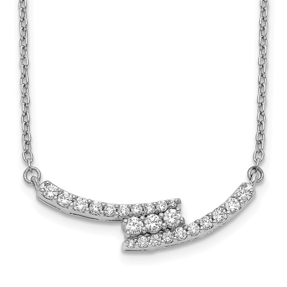 14K Weißgold Echt Diamant Gebogen Stab 18 Zoll Halskette