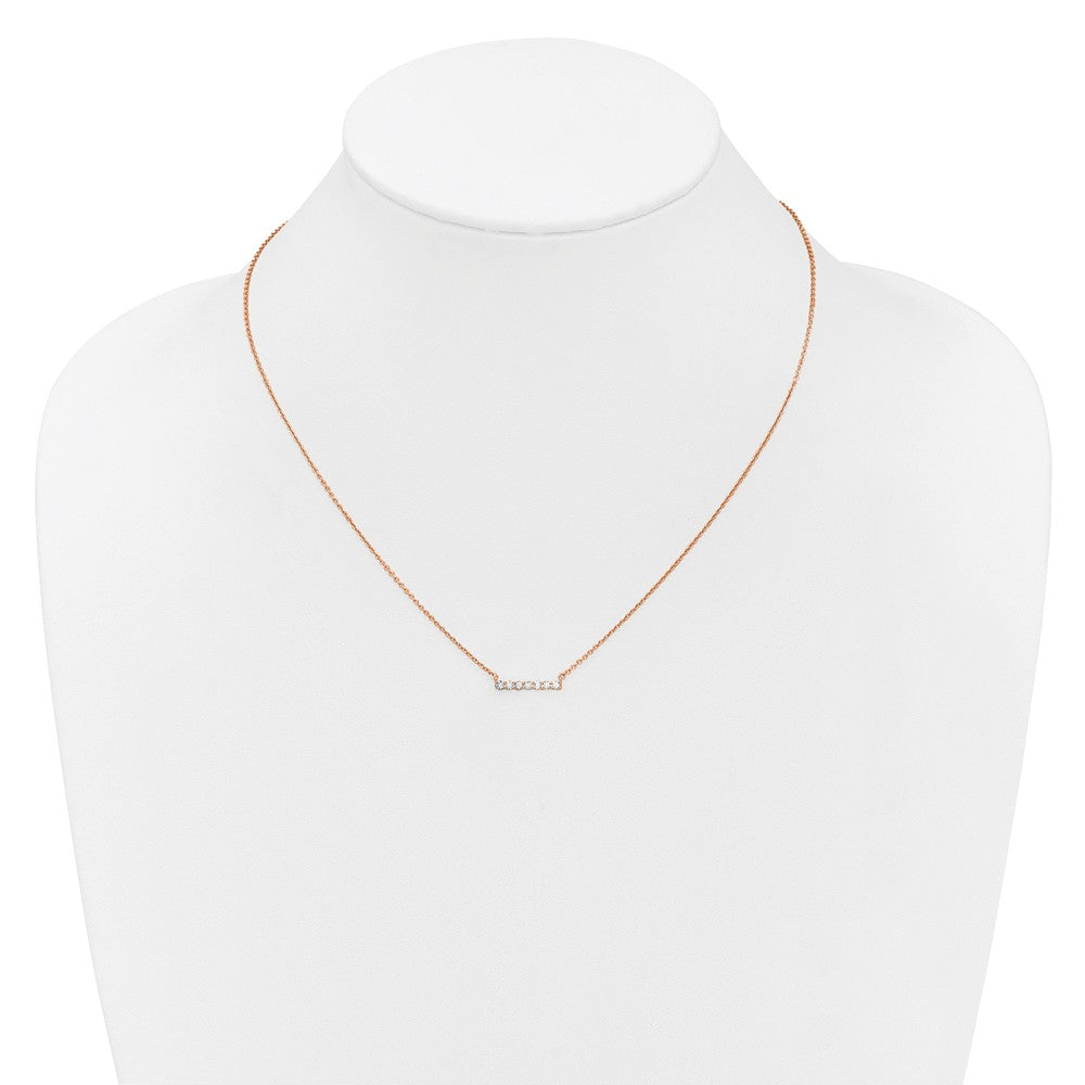 14K Roségold 1/4 Ct. Im Labor Gezüchtet Diamant Vs/si+ G+ 18 Zoll Stab Halskette