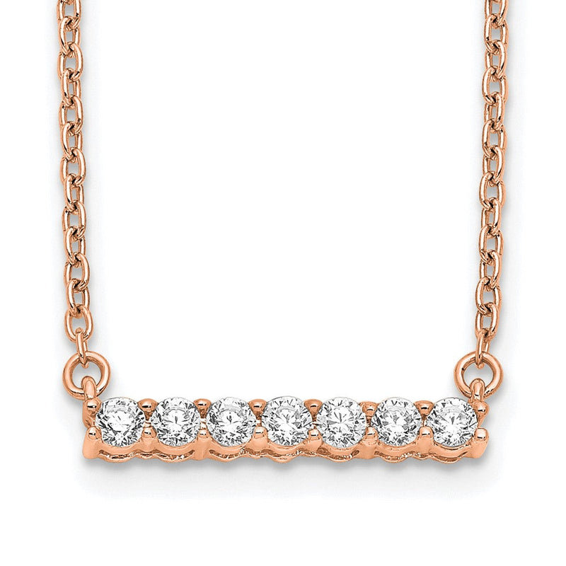 14K Roségold 1/4 Ct. Im Labor Gezüchtet Diamant Vs/si+ G+ 18 Zoll Stab Halskette
