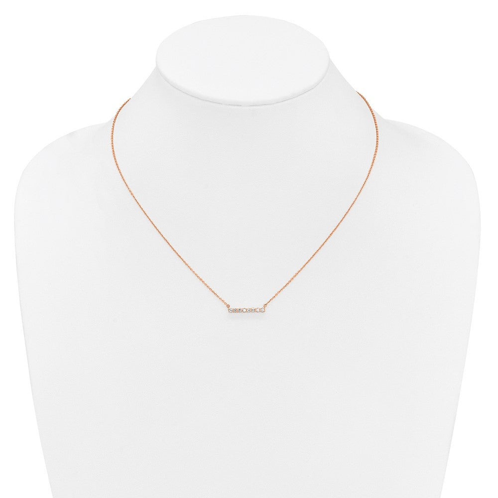 14K Roségold 1/3 Ct. Im Labor Gezüchtet Diamant Vs/si+ G+ 18 Zoll Stab Halskette