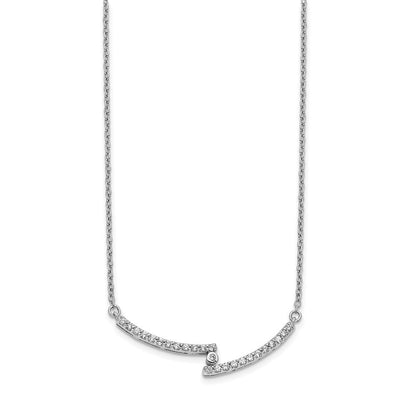 14K Weißgold Echt Diamant Gebogen Stab Halskette