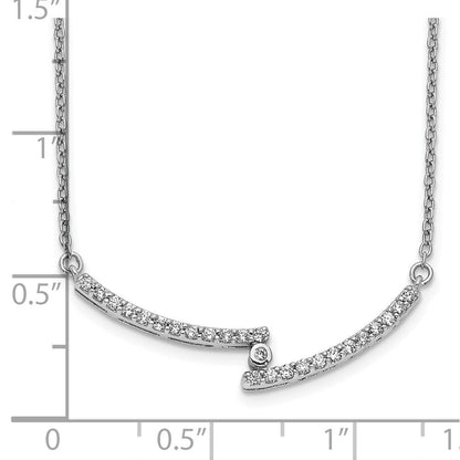 14K Weißgold Echt Diamant Gebogen Stab Halskette
