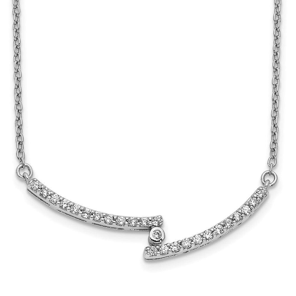 14K Weißgold Echt Diamant Gebogen Stab Halskette