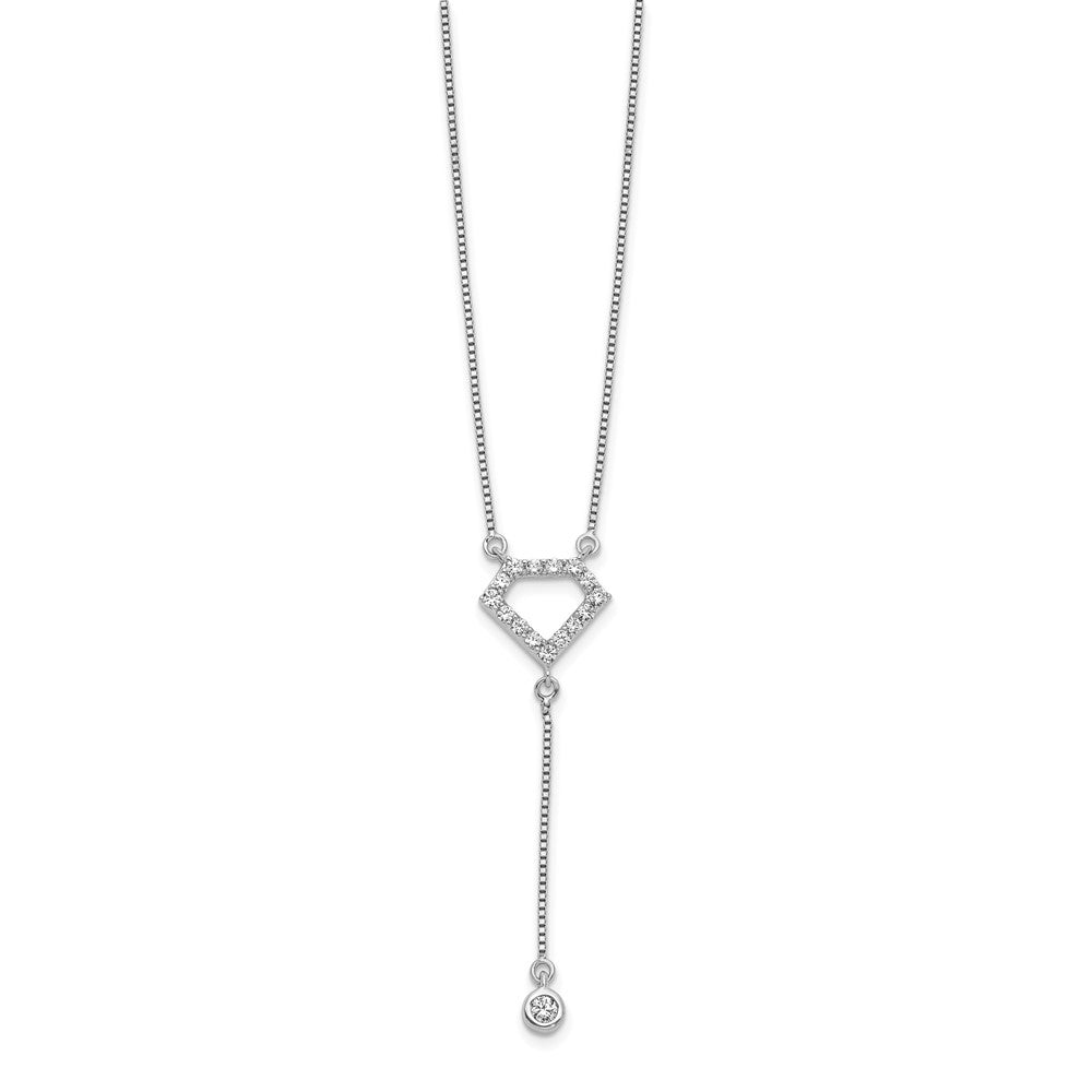 14K Weißgold Echt Diamant Echt Diamant Form mit Hängend Halskette