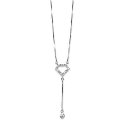 14K Weißgold Echt Diamant Echt Diamant Form mit Hängend Halskette