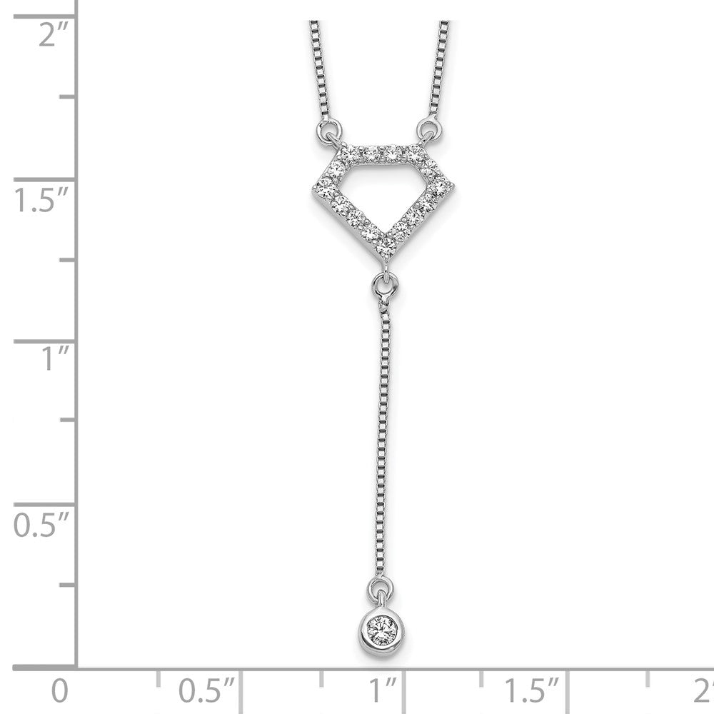 14K Weißgold Echt Diamant Echt Diamant Form mit Hängend Halskette