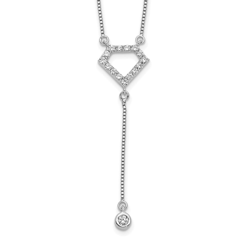 14K Weißgold Echt Diamant Echt Diamant Form mit Hängend Halskette