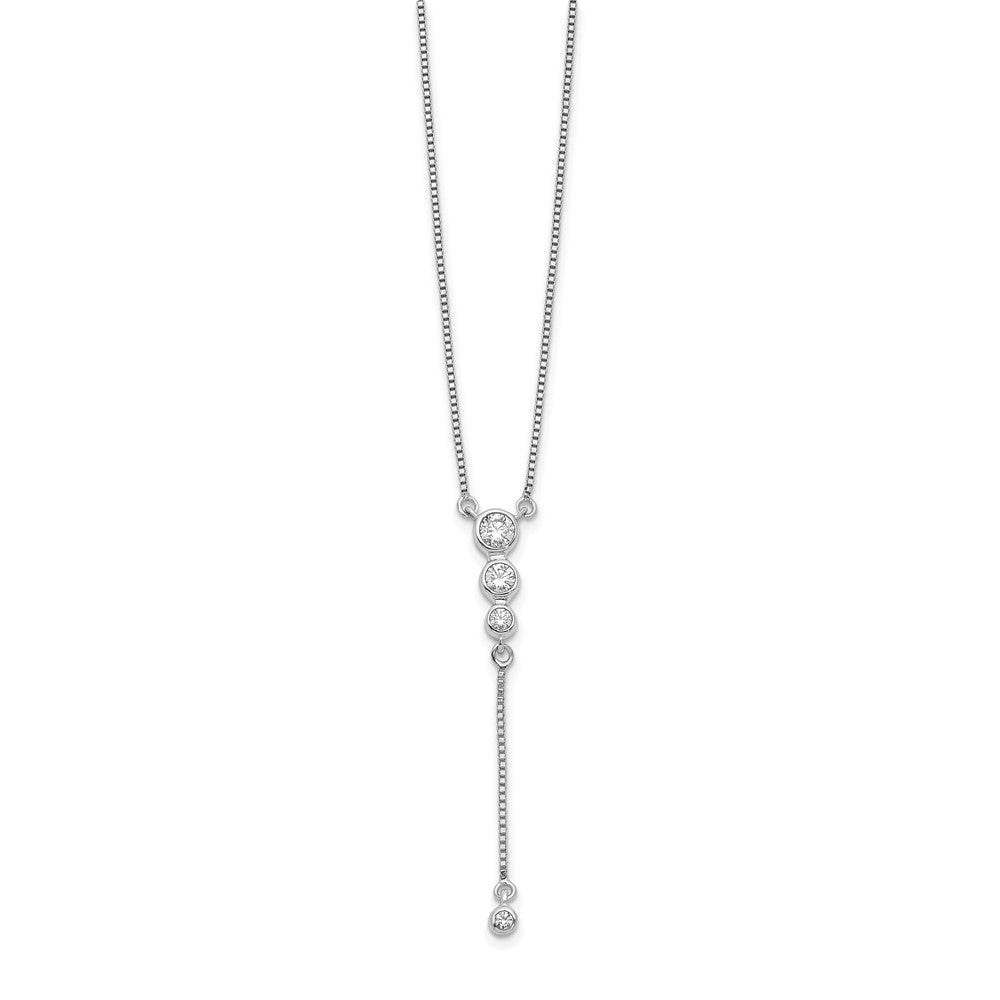 14K Weißgold Echt Diamant 3-stone mit Hängend 18 Zoll Halskette