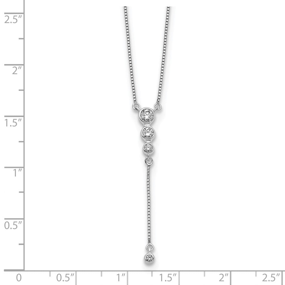 14K Weißgold Echt Diamant 3-stone mit Hängend 18 Zoll Halskette