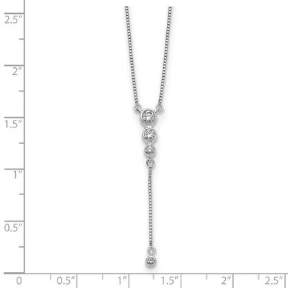 14K Weißgold Echt Diamant 3-stone mit Hängend 18 Zoll Halskette