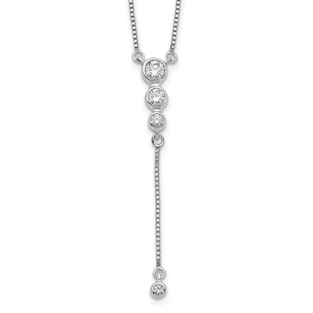 14K Weißgold Echt Diamant 3-stone mit Hängend 18 Zoll Halskette