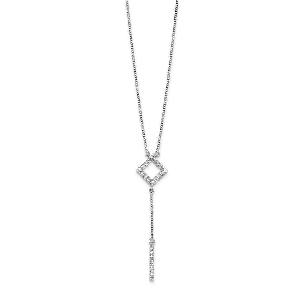 14K Weißgold Echt Diamant Quadratisch mit Hängend Halskette