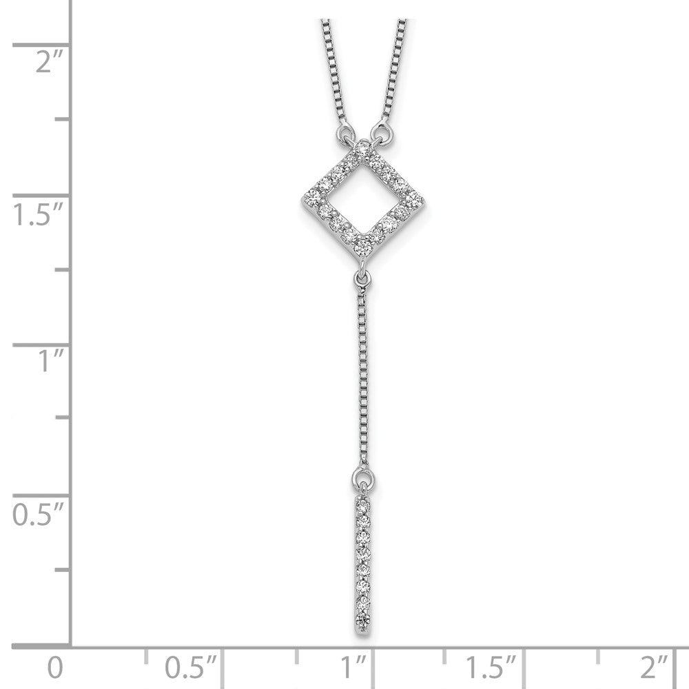 14K Weißgold Echt Diamant Quadratisch mit Hängend Halskette
