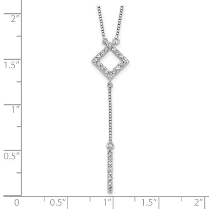 14K Weißgold Echt Diamant Quadratisch mit Hängend Halskette