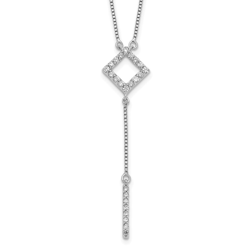 14K Weißgold Echt Diamant Quadratisch mit Hängend Halskette