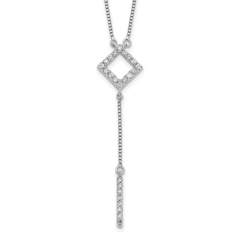 14K Weißgold Echt Diamant Quadratisch mit Hängend Halskette
