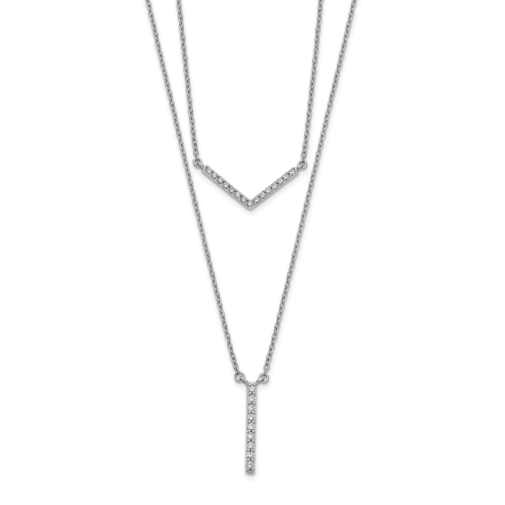 14K Weißgold Echt Diamant Doppelt Strang 18 Zoll Halskette