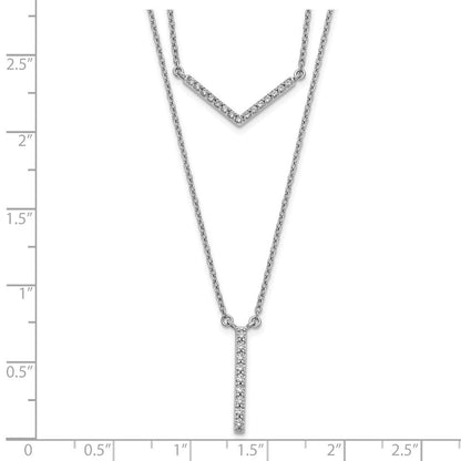 14K Weißgold Echt Diamant Doppelt Strang 18 Zoll Halskette