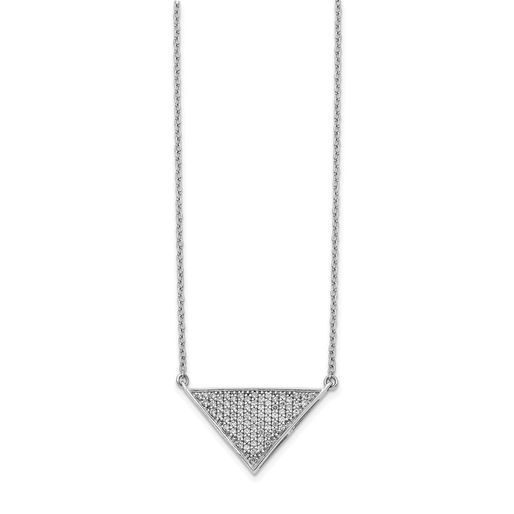 14K Weißgold Echt Diamant Dreieck Halskette