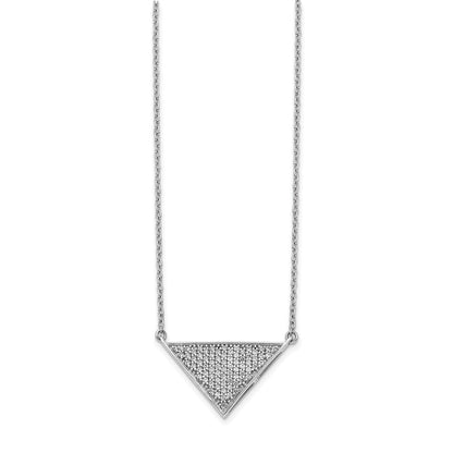 14K Weißgold Echt Diamant Dreieck Halskette