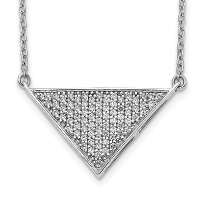 14K Weißgold Echt Diamant Dreieck Halskette