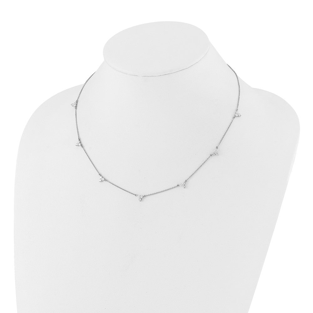 14K Weißgold Echt Diamant Multi Station 18 Zoll Halskette