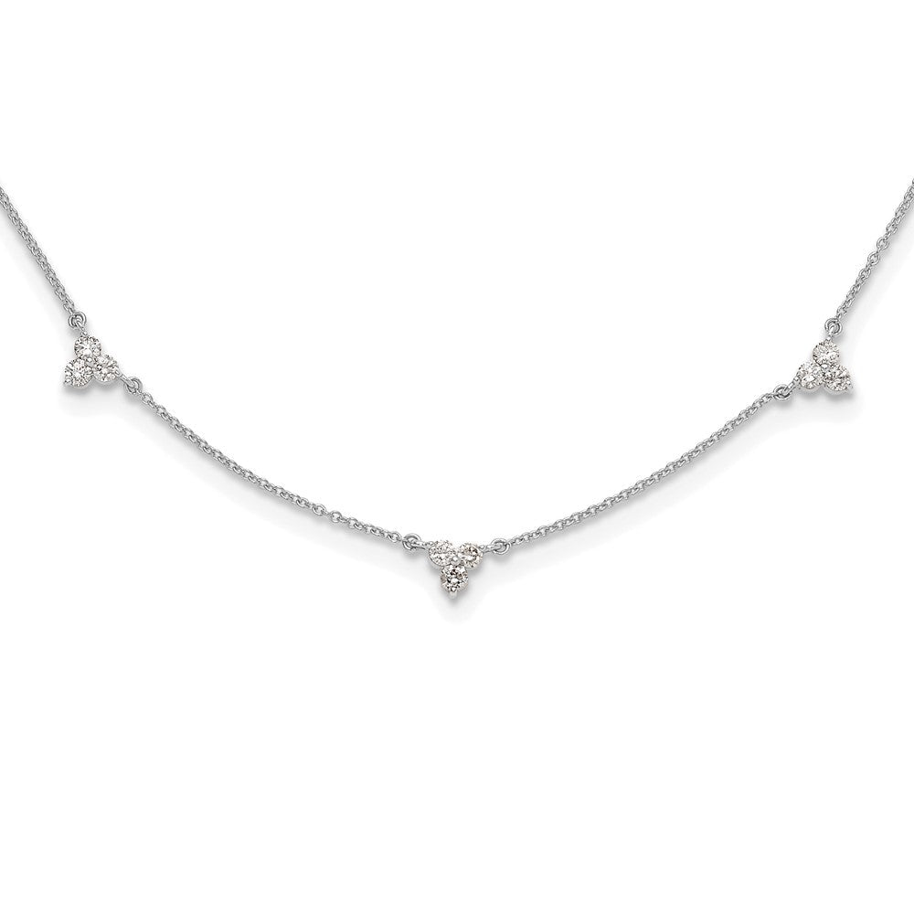 14K Weißgold Echt Diamant Multi Station 18 Zoll Halskette