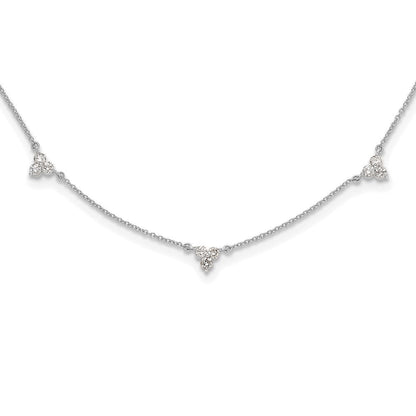 14K Weißgold Echt Diamant Multi Station 18 Zoll Halskette
