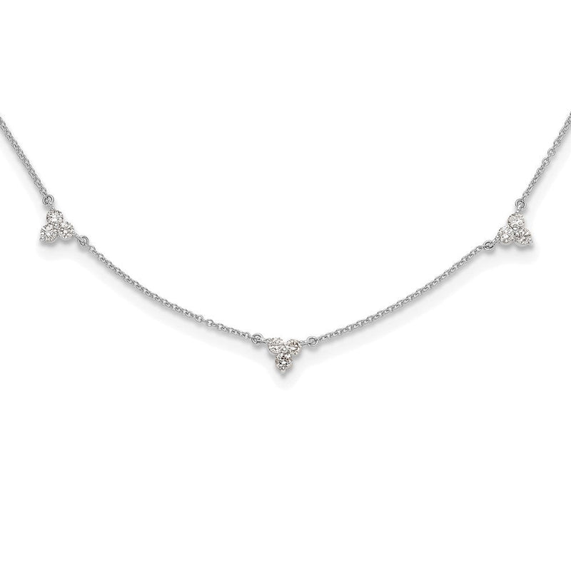 14K Weißgold Echt Diamant Multi Station 18 Zoll Halskette