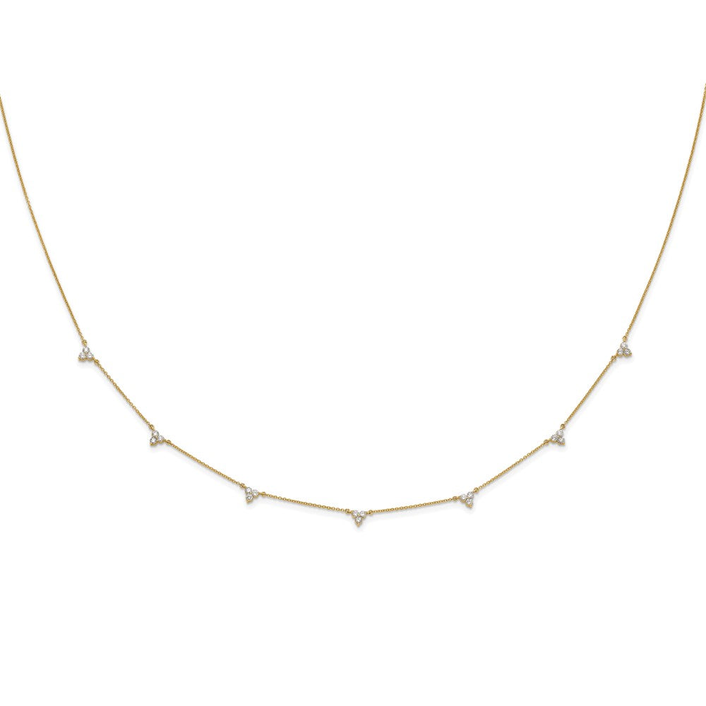14K Gelbgold Echt Diamant Multi Station 18 Zoll Halskette