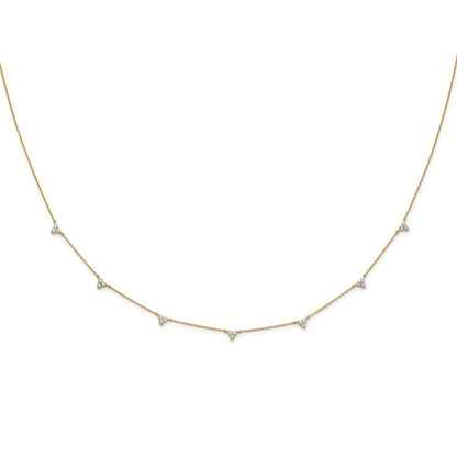 14K Gelbgold Echt Diamant Multi Station 18 Zoll Halskette
