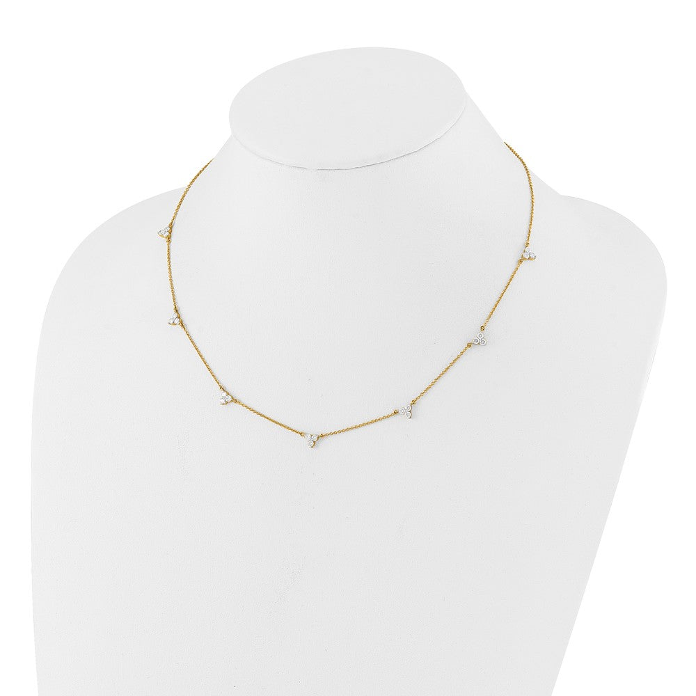 14K Gelbgold Echt Diamant Multi Station 18 Zoll Halskette