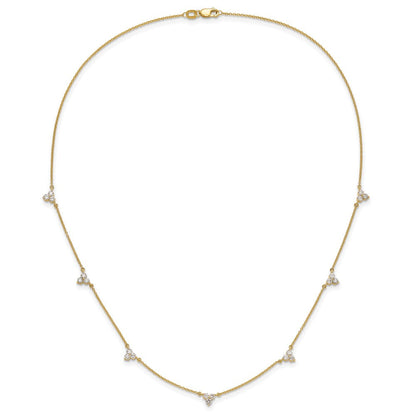 14K Gelbgold Echt Diamant Multi Station 18 Zoll Halskette