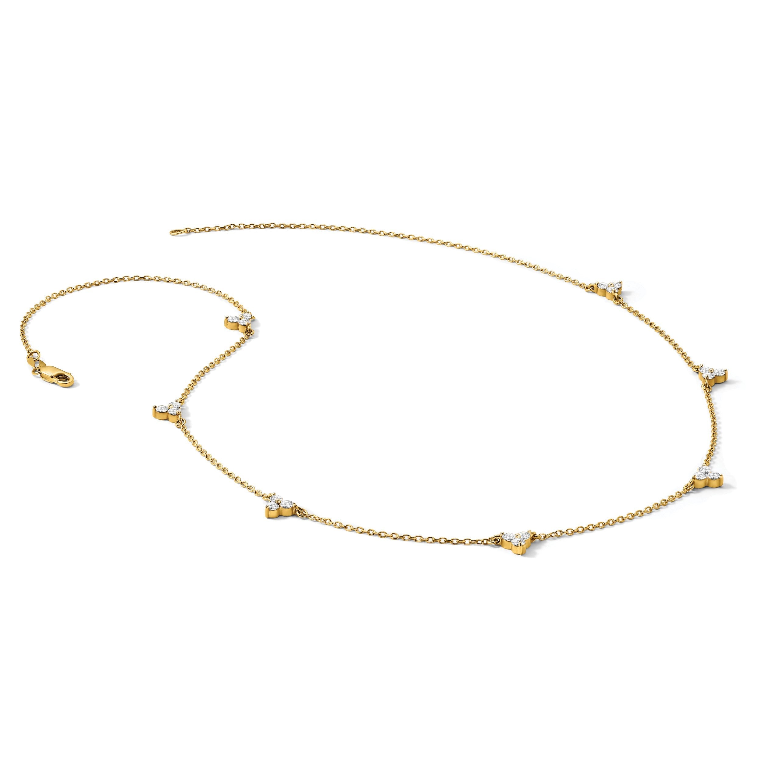 14K Gelbgold Echt Diamant Multi Station 18 Zoll Halskette