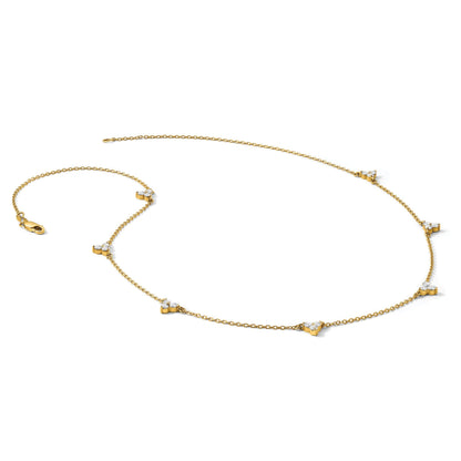 14K Gelbgold Echt Diamant Multi Station 18 Zoll Halskette
