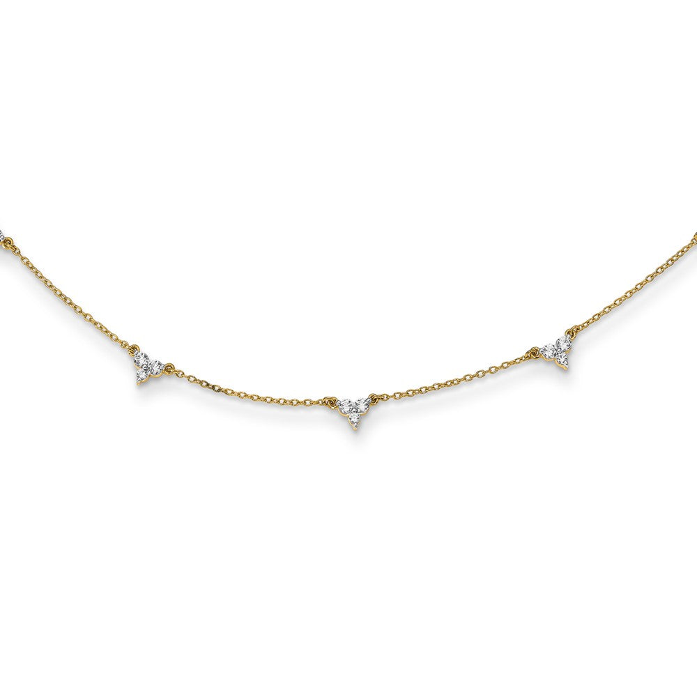 14K Gelbgold Echt Diamant Multi Station 18 Zoll Halskette