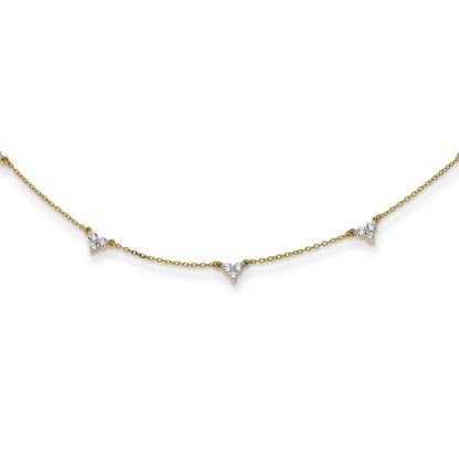 14K Gelbgold Echt Diamant Multi Station 18 Zoll Halskette