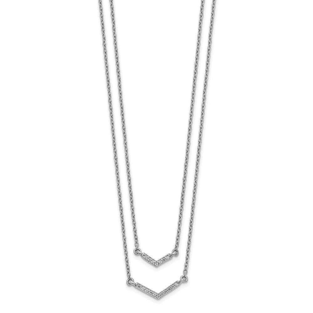 14K Weißgold Echt Diamant Doppelt Strang 18 Zoll Halskette