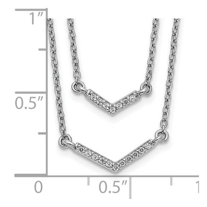 14K Weißgold Echt Diamant Doppelt Strang 18 Zoll Halskette