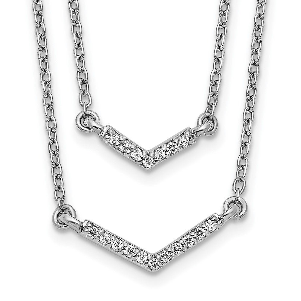 14K Weißgold Echt Diamant Doppelt Strang 18 Zoll Halskette