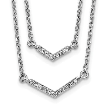 14K Weißgold Echt Diamant Doppelt Strang 18 Zoll Halskette