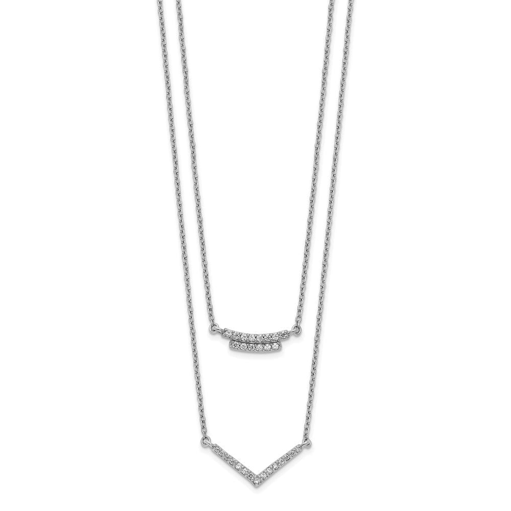 14K Weißgold Echt Diamant Doppelt Strang 18 Zoll Halskette