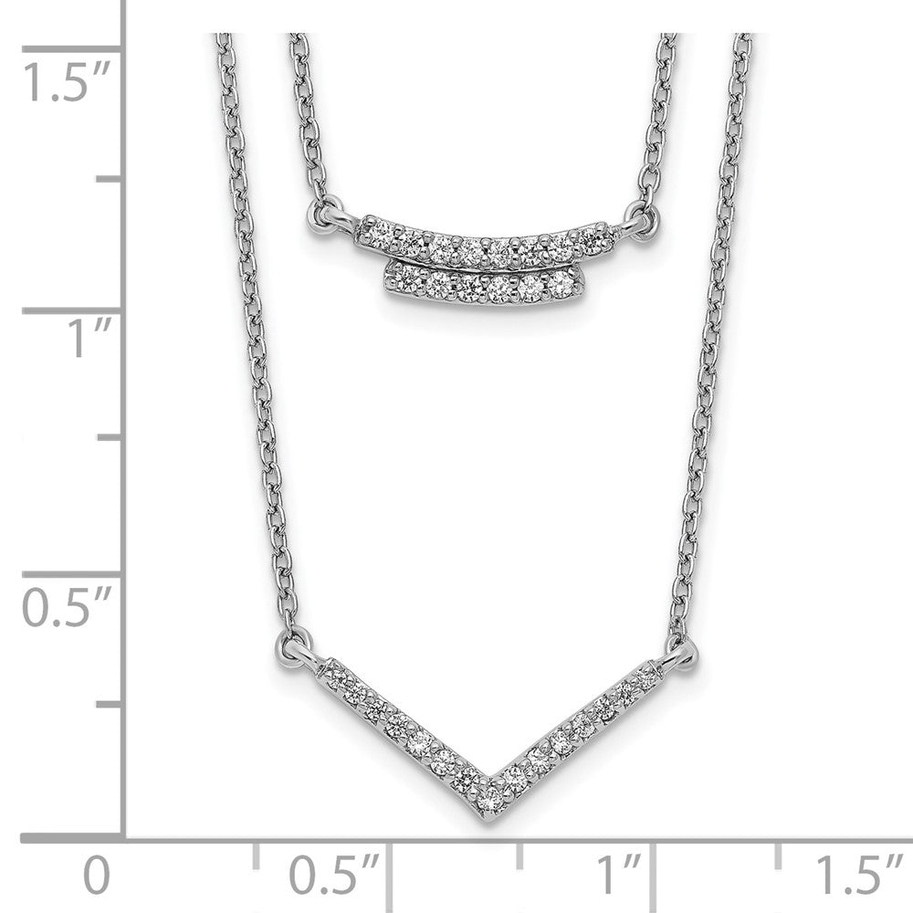 14K Weißgold Echt Diamant Doppelt Strang 18 Zoll Halskette